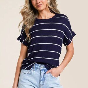 Blu Pepper - Striped Top - Navy